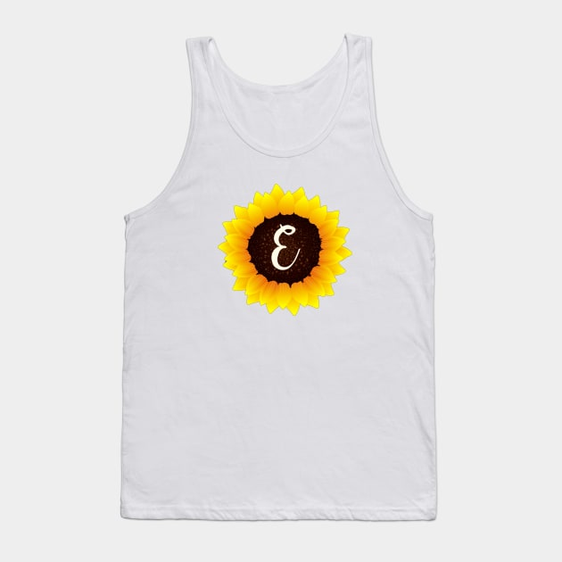 Floral Monogram E Bright Yellow Sunflower Tank Top by floralmonogram